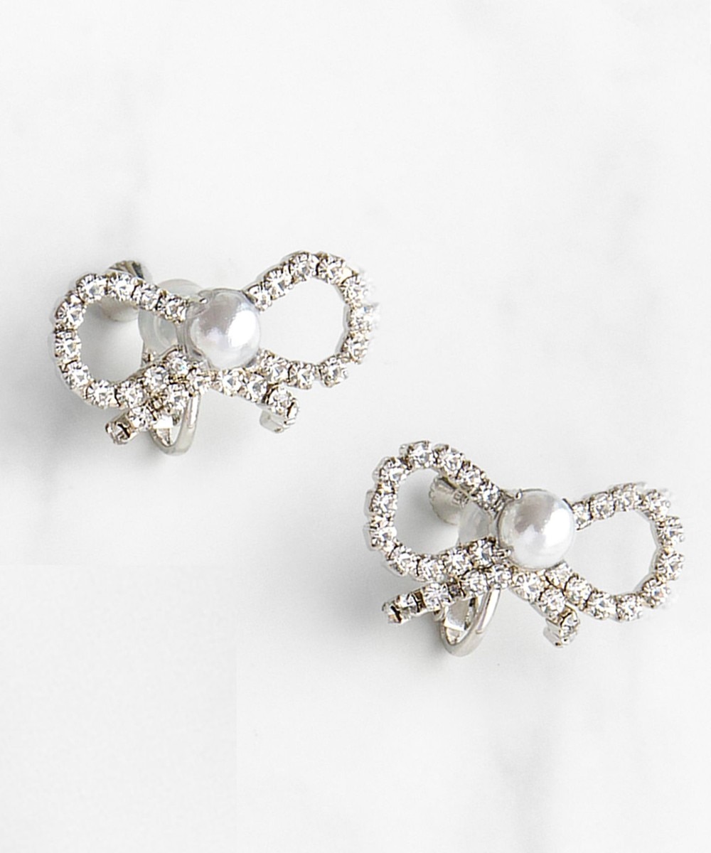 【オンワード】 TOCCA>アクセサリー GLITTER RIBBON EARRINGS イヤリング シルバー×パール F レディース