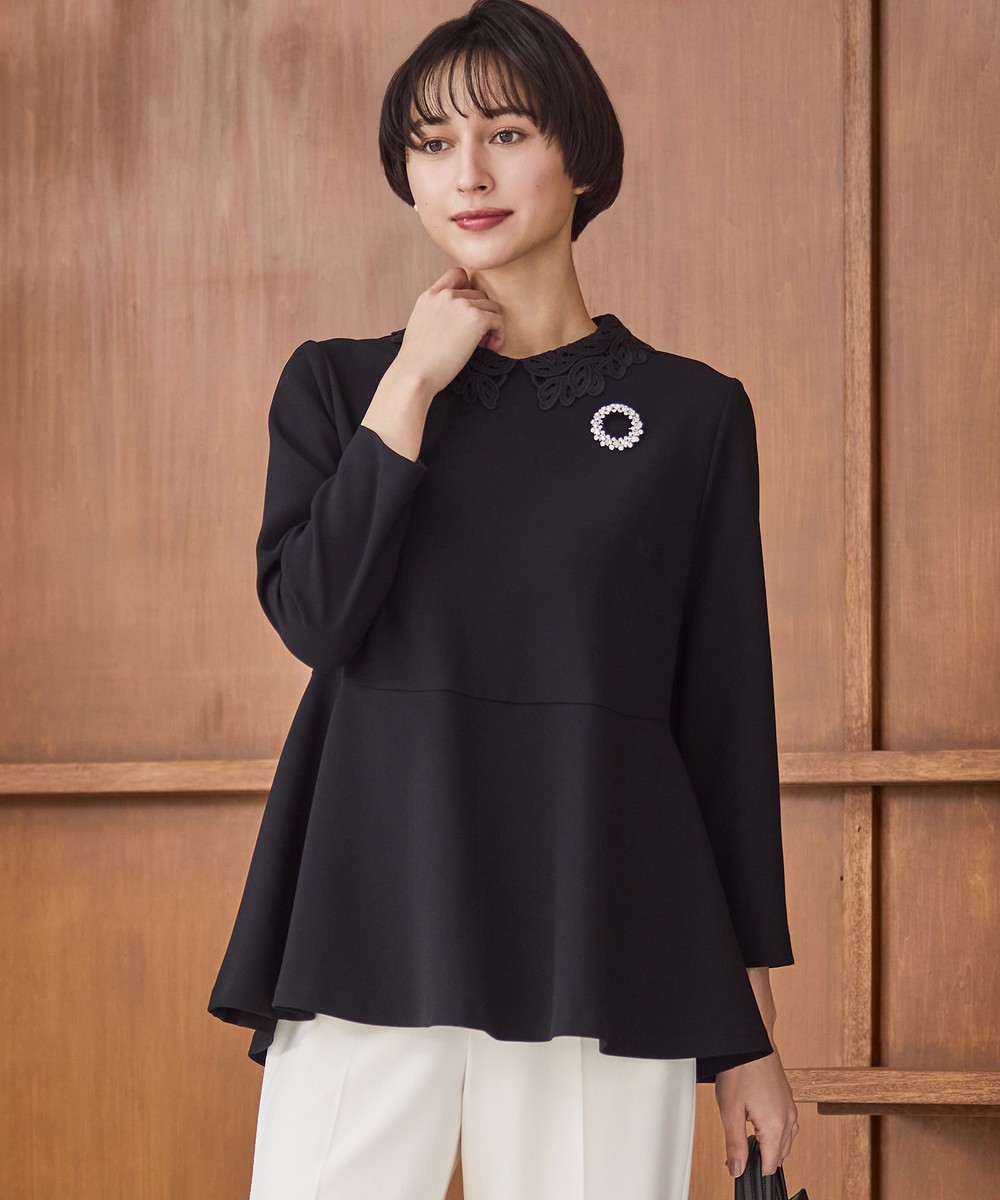 【オンワード】 23区>トップス 【先行予約/セットアップ対応/洗える】トリアセダブルジョーゼット 2WAYレース襟 ペプラムブラウス ブラック 38 レディース 【オンワード】 23区>トップス 【先行予約/セットアップ対応/洗える】トリアセダブルジョーゼット 2WAYレース襟 ペプラムブラウス ブラック 38 レディース