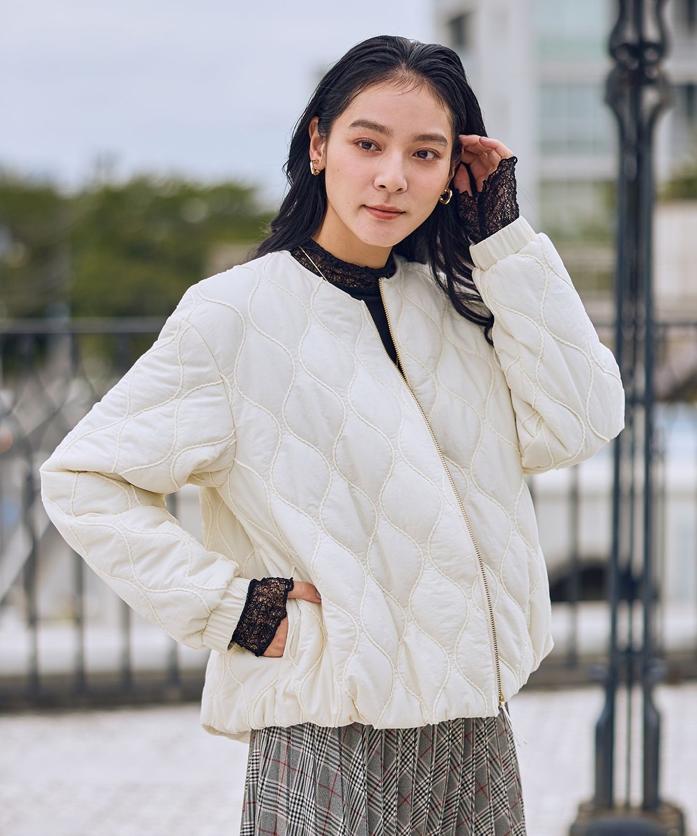 【オンワード】 ANY>ジャケット/アウター モールキルトブルゾン エクリュ F レディース 【オンワード】 ANY>ジャケット/アウター モールキルトブルゾン エクリュ F レディース