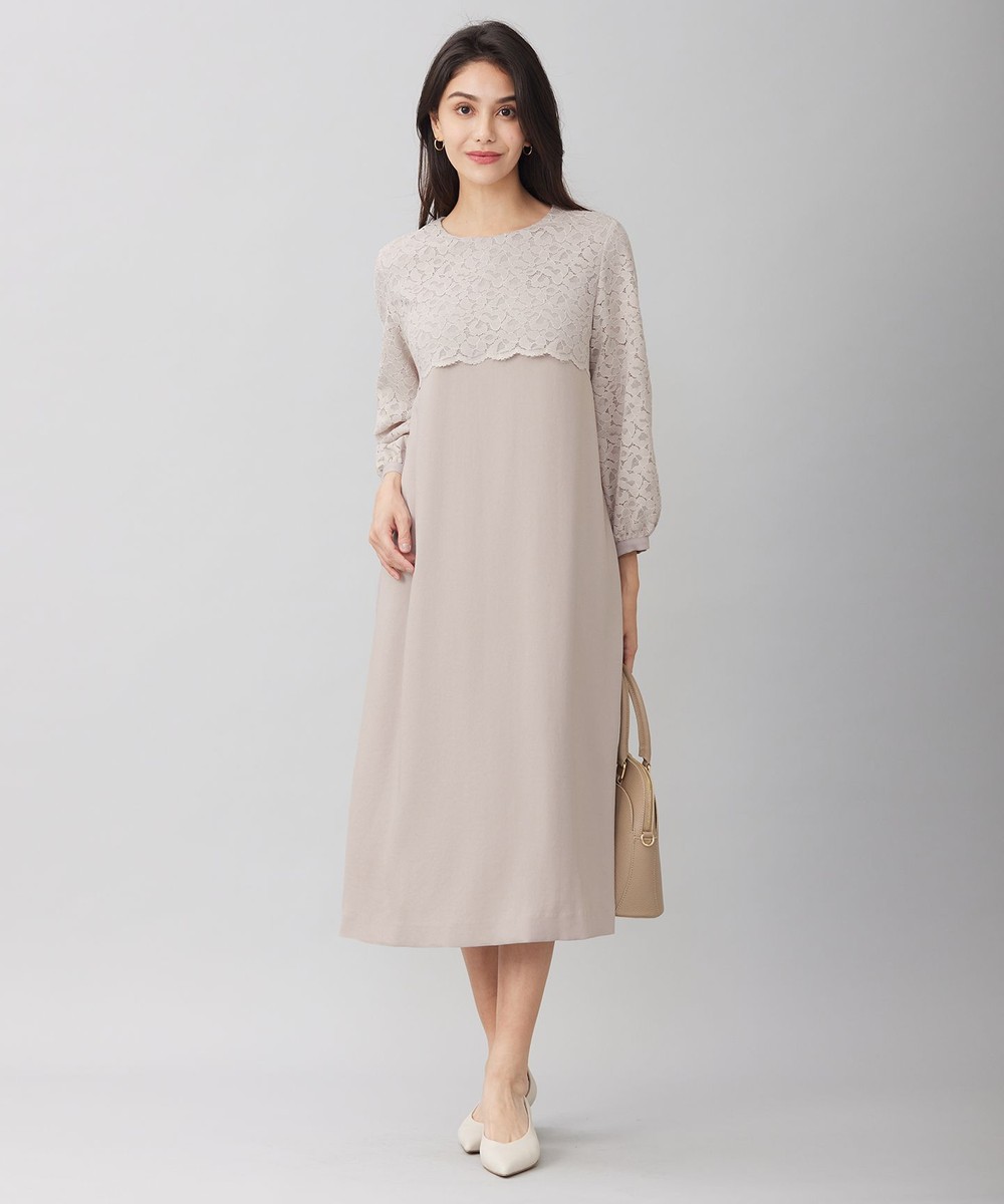 【オンワード】 自由区 S(小さいサイズ)>ワンピース 【洗える】レースコンビジョーゼット ワンピース ベージュ 32 レディース 【オンワード】 自由区 S(小さいサイズ)>ワンピース 【洗える】レースコンビジョーゼット ワンピース ベージュ 32 レディース