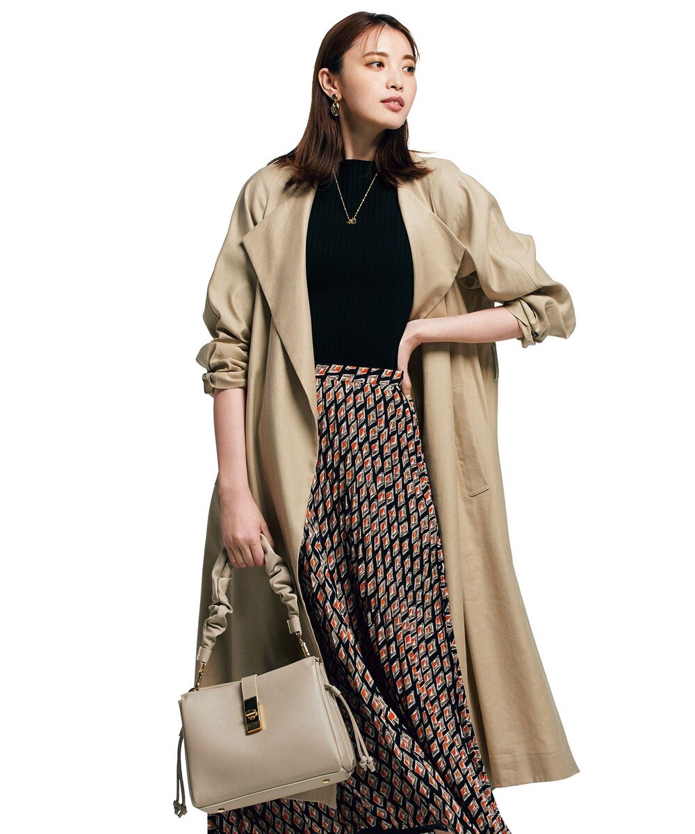 【オンワード】 23区 L>ジャケット/アウター 【マガジン掲載】ソフトツイルストレッチノーカラ― コート(番号2D22) ベージュ 46 レディース 【送料無料】