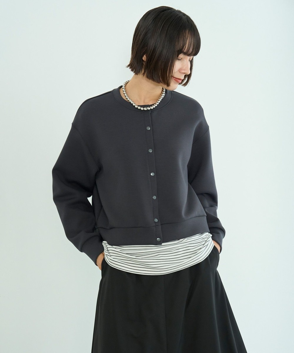 【オンワード】 UNFILO L(大きいサイズ)>トップス 【野呂佳代さん着用】BEAUTY FORM JERSEY スナップカーディガン チャコール XL レディース 【オンワード】 UNFILO L(大きいサイズ)>トップス 【野呂佳代さん着用】BEAUTY FORM JERSEY スナップカーディガン チャコール XL レディース