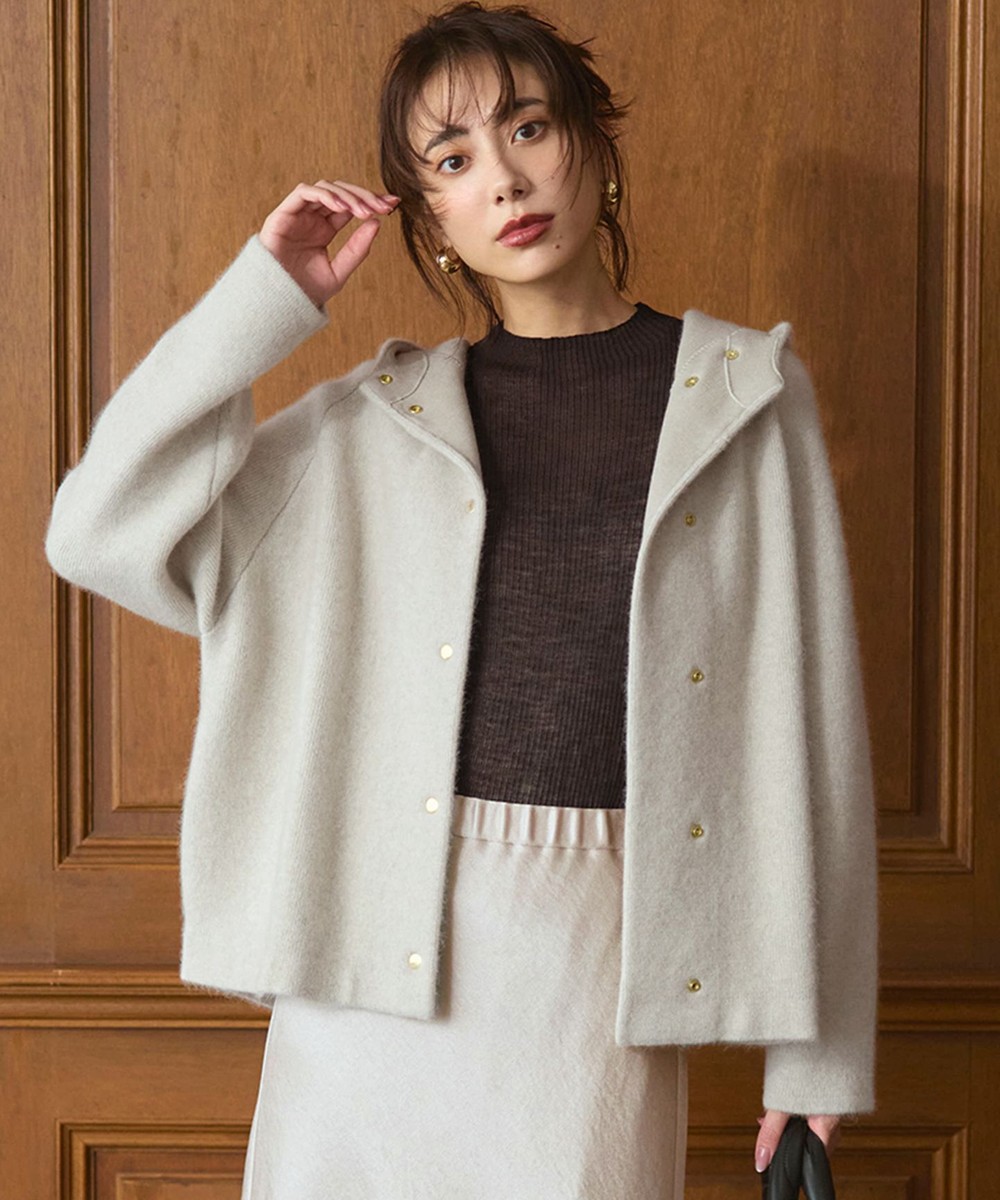 【オンワード】 23区>ジャケット/アウター 【洗える】ラクーンブレンドダブルフェイス ニット フーディー アイボリー 38 レディース 【オンワード】 23区>ジャケット/アウター 【洗える】ラクーンブレンドダブルフェイス ニット フーディー アイボリー 38 レディース