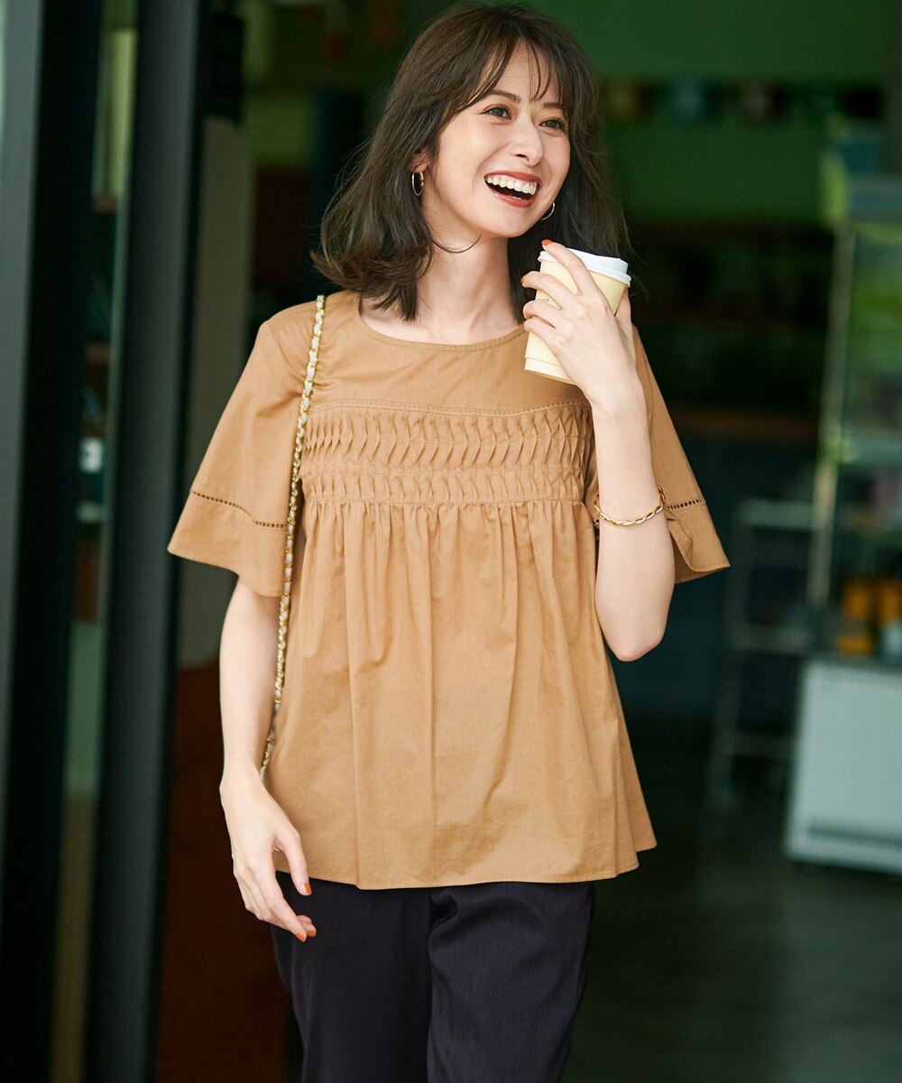 【オンワード】 23区 L(大きいサイズ)>トップス 【WEB & 一部店舗限定】コットンローン ピンタック フレア ブラウス キャメル 44 レディース 【オンワード】 23区 L(大きいサイズ)>トップス 【WEB & 一部店舗限定】コットンローン ピンタック フレア ブラウス キャメル 44 レディース