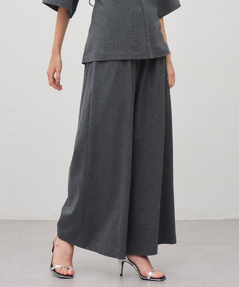 【オンワード】 uncrave>パンツ 【洗濯機洗い可】プレーンジャージー ギャザーパンツ チャコール 1 レディース