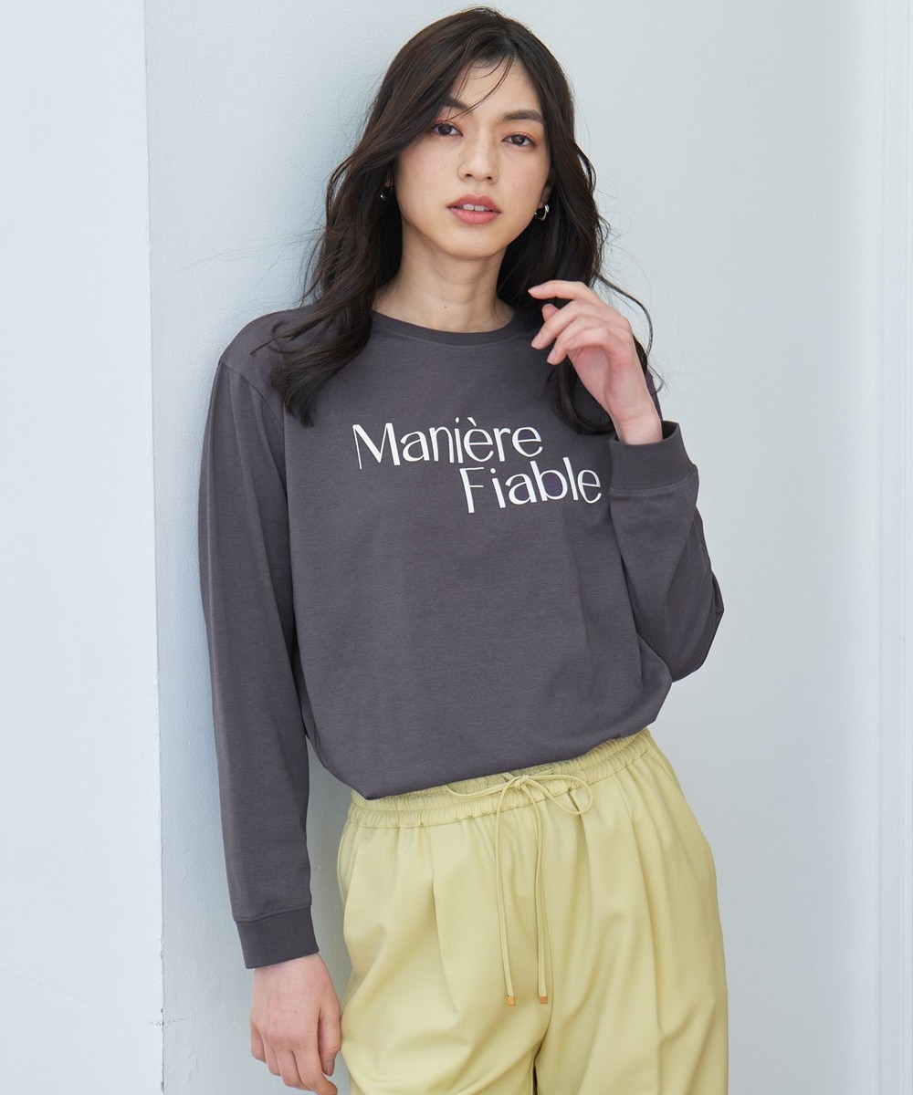 【オンワード】 ANY>トップス 【洗濯機可/接触冷感/UVケア】オーガビッツロングスリーブTシャツ チャコール×ロゴ F レディース 【オンワード】 ANY>トップス 【洗濯機可/接触冷感/UVケア】オーガビッツロングスリーブTシャツ チャコール×ロゴ F レディース