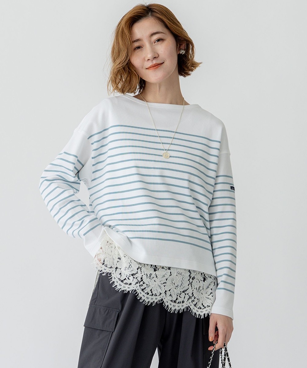 【オンワード】 23区>トップス 【洗える】Armor-lux スムース パネルボーダー カットソー オフ×エメラルド 38 レディース 【オンワード】 23区>トップス 【洗える】Armor-lux スムース パネルボーダー カットソー オフ×エメラルド 38 レディース