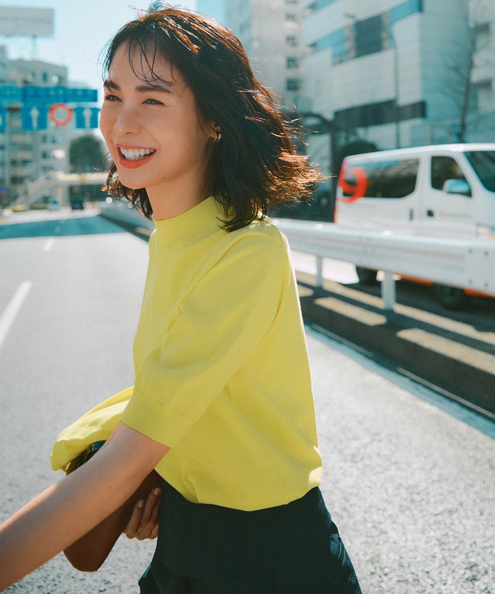 【オンワード】 23区>トップス 【Oggi5月号掲載/洗える】プレミアムビオコットン 半袖 ニット イエロー 38 レディース 【オンワード】 23区>トップス 【Oggi5月号掲載/洗える】プレミアムビオコットン 半袖 ニット イエロー 38 レディース