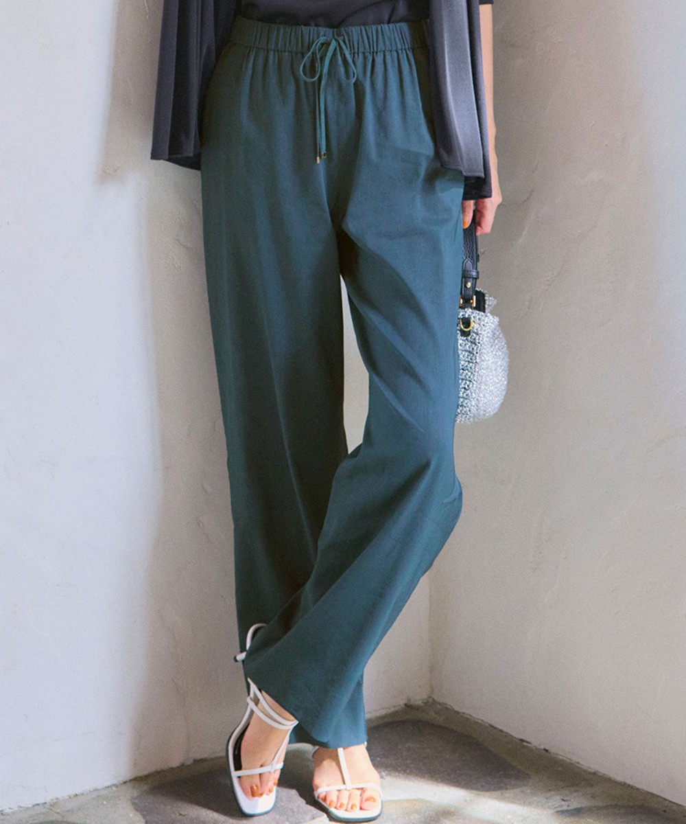 【オンワード】 23区>パンツ 【洗える】リネンレーヨンストレッチ ドロスト ワイド パンツ ダークグリーン 42 レディース 【オンワード】 23区>パンツ 【洗える】リネンレーヨンストレッチ ドロスト ワイド パンツ ダークグリーン 42 レディース