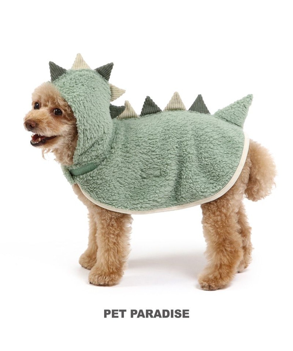 ＜オンワード＞PET PARADISE>ペットグッズ ペットパラダイス 恐竜 ポンチョ もこもこ 小型犬 緑 ４Ｓ