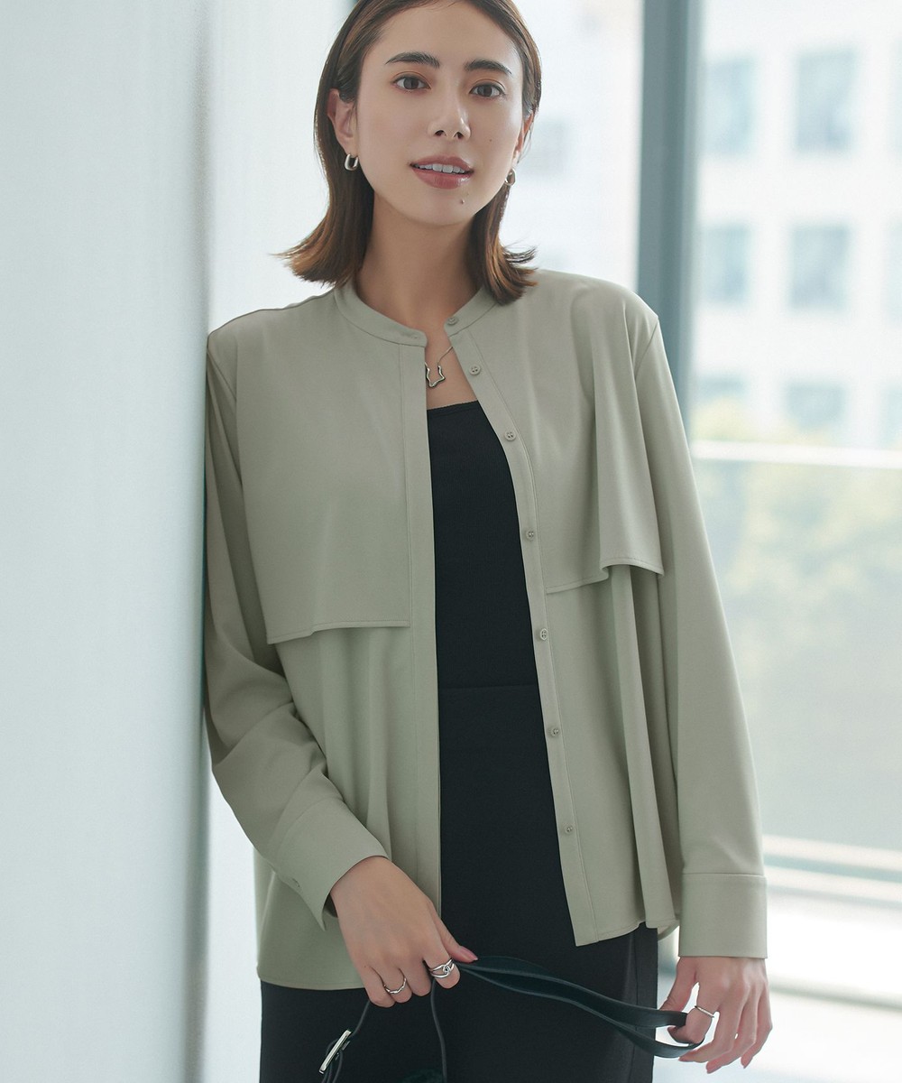 【オンワード】 ICB>トップス 【洗える】イージージョーゼット バンドカラーカットソー スモークグレー M レディース 【オンワード】 ICB>トップス 【洗える】イージージョーゼット バンドカラーカットソー スモークグレー M レディース