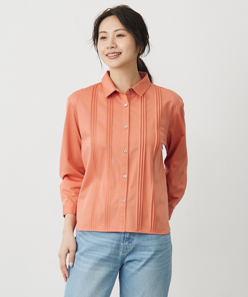 【オンワード】 J.PRESS LADIES S(小さいサイズ)>トップス コンパクトトリコット シャツライク カットソー オレンジ S レディース 【オンワード】 J.PRESS LADIES S(小さいサイズ)>トップス コンパクトトリコット シャツライク カットソー オレンジ S レディース