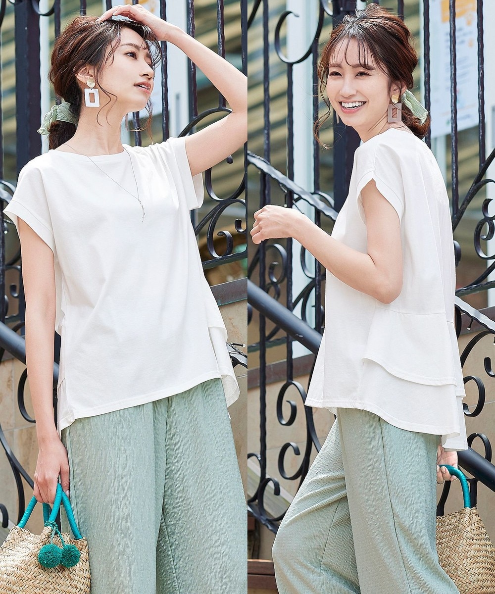 【洗える】サラリとした着心地のバイオシルケット後ろぺプラムプルオーバー