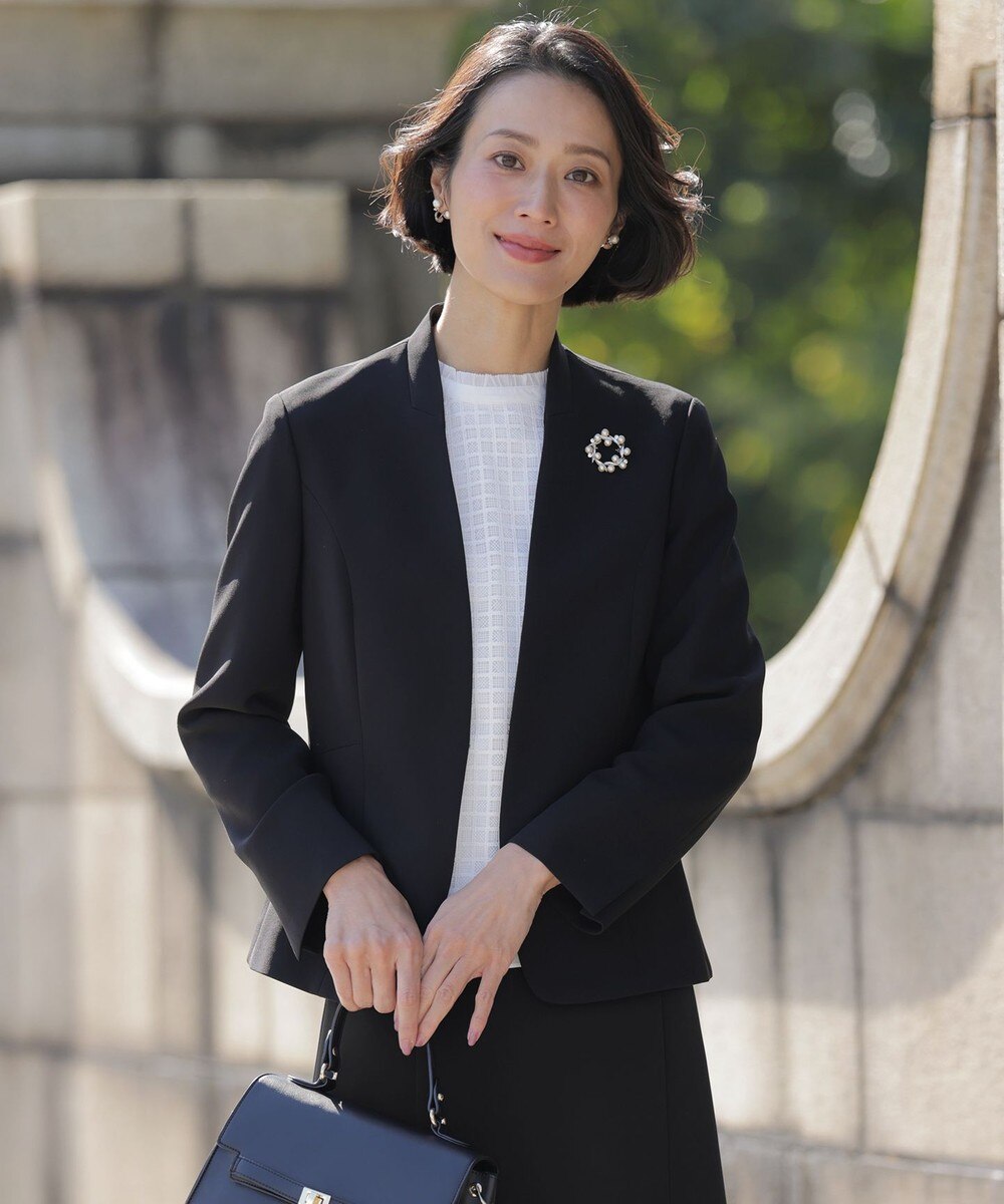 【オンワード】 J.PRESS LADIES>ジャケット/アウター 【セットアップ対応】セラテリーダブルクロス ノーカラー ジャケット ブラック 11 レディース