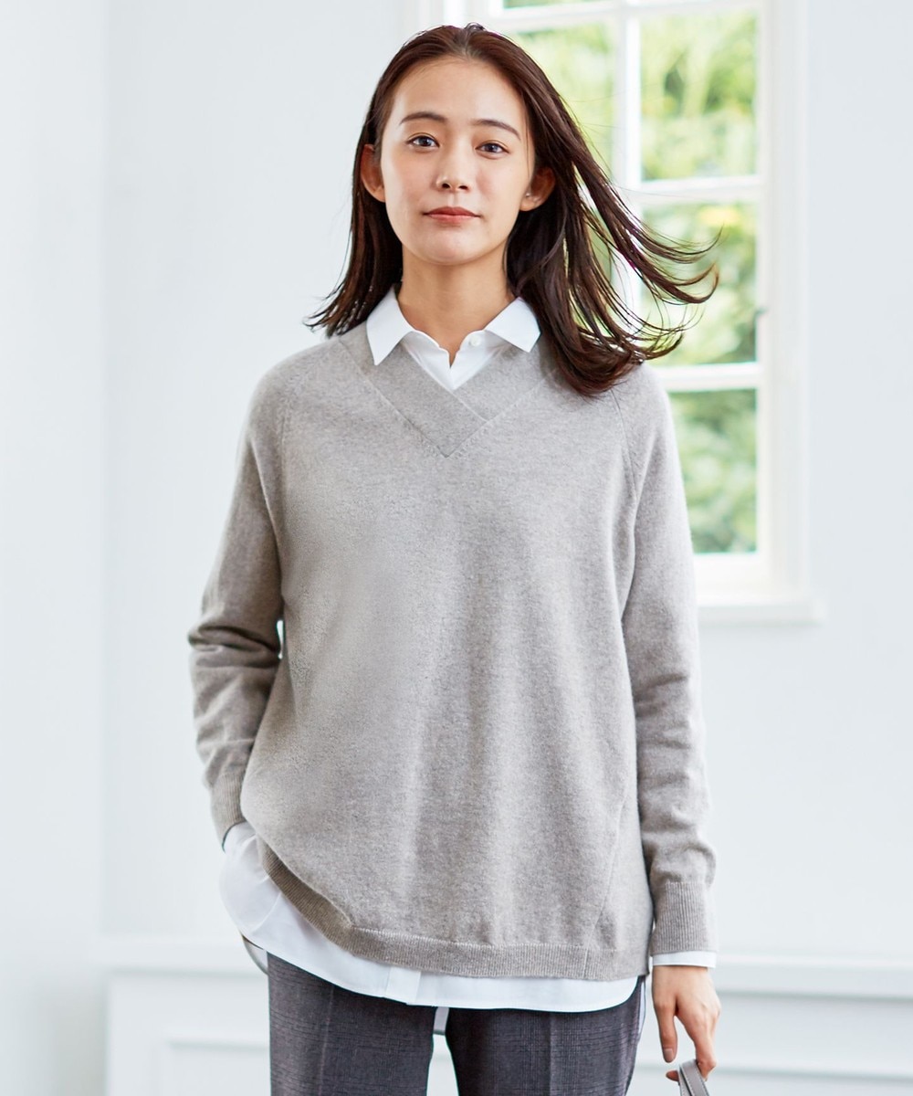 【オンワード】 J.PRESS LADIES>トップス 【洗える】PURE CASHMERE Vネック ニット ライトグリーン F レディース 【送料無料】