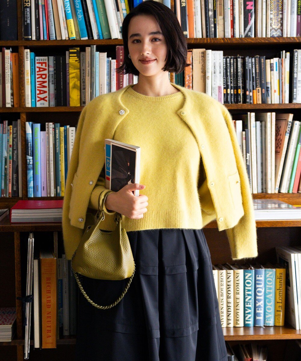 【オンワード】 組曲 L(大きいサイズ)>トップス 【WEB限定】フラッフィーファー パフスリーブニット イエロー 6 レディース