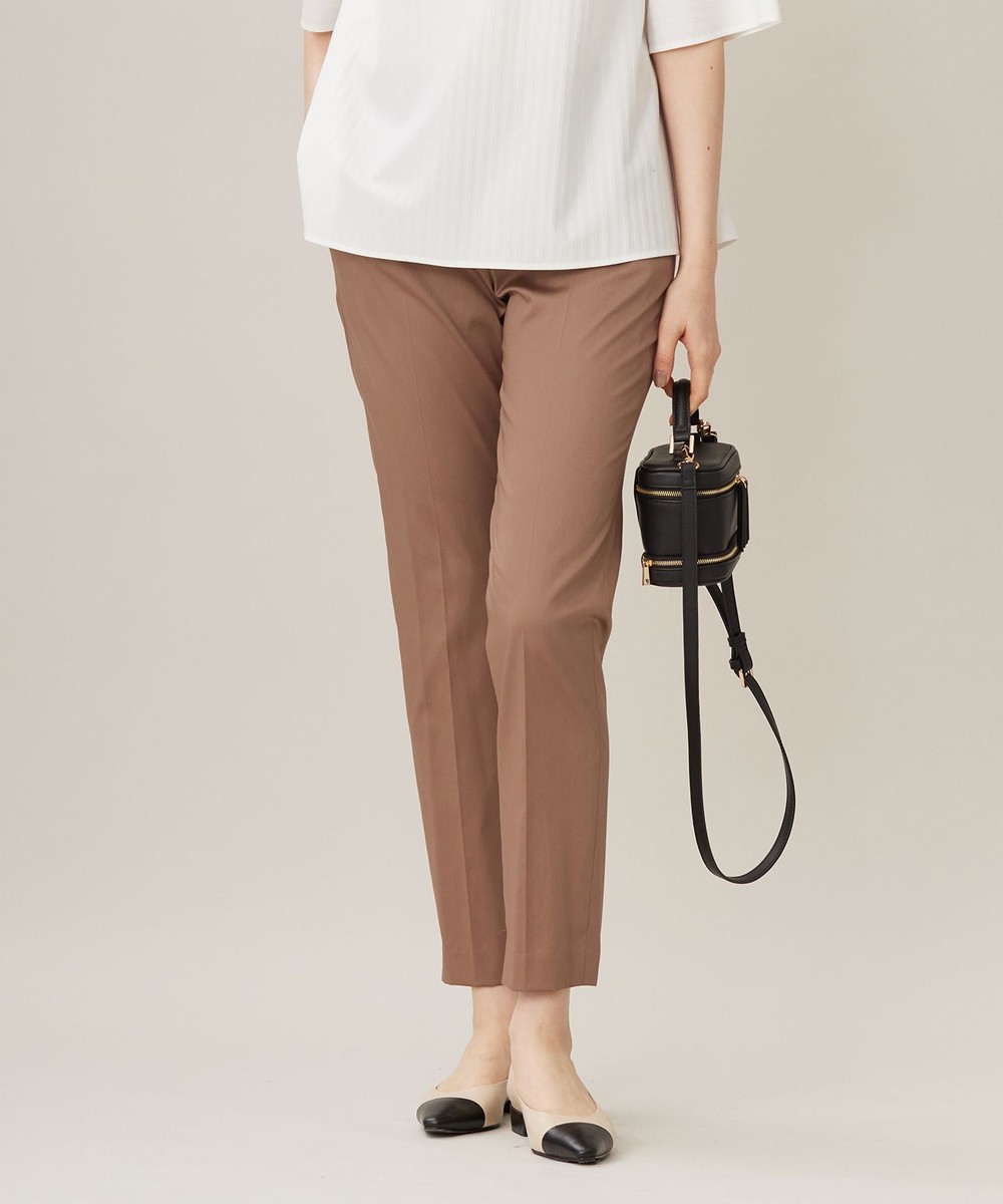 【オンワード】 自由区>パンツ 【接触冷感・洗える】コットンサテンストレッチテーパード パンツ モカ 40 レディース 【オンワード】 自由区>パンツ 【接触冷感・洗える】コットンサテンストレッチテーパード パンツ モカ 40 レディース