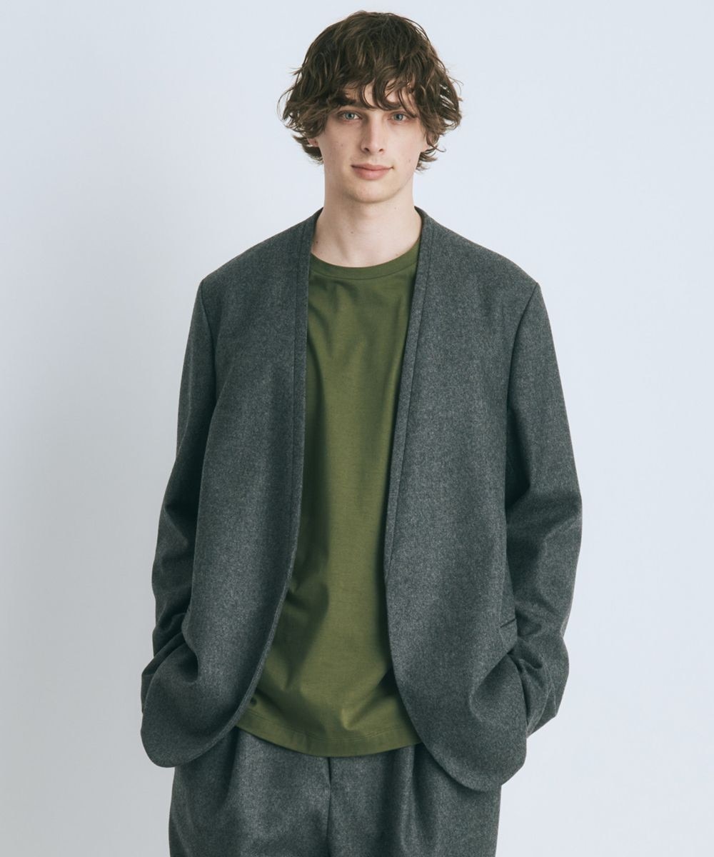 【オンワード】 ATON>ジャケット/アウター WOOL SAXONY タキシードカラージャケット - UNISEX MIDDLE GRAY 02 レディース 【送料無料】