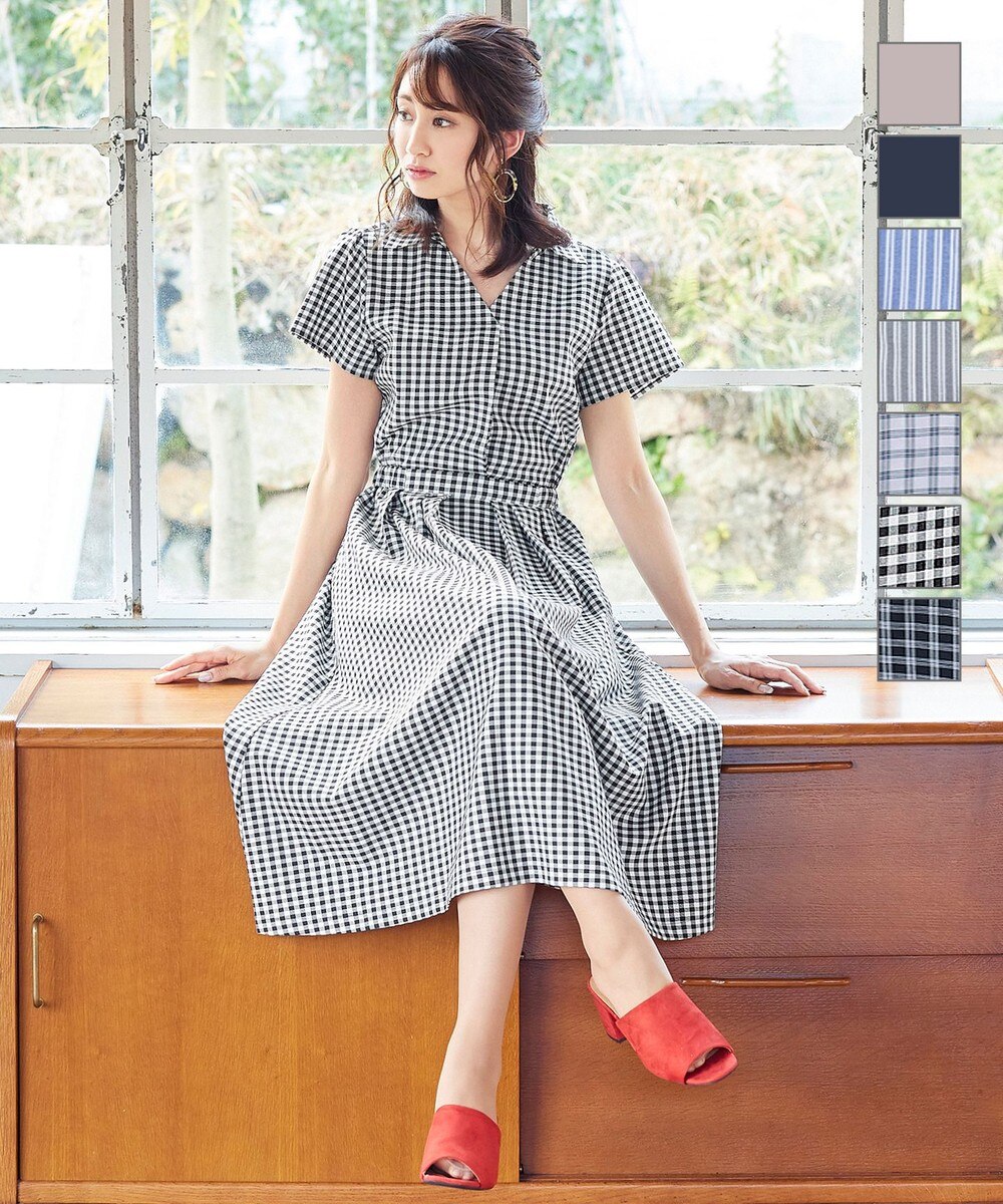 【洗える】小顔効果も叶う半袖スキッパーシャツワンピース