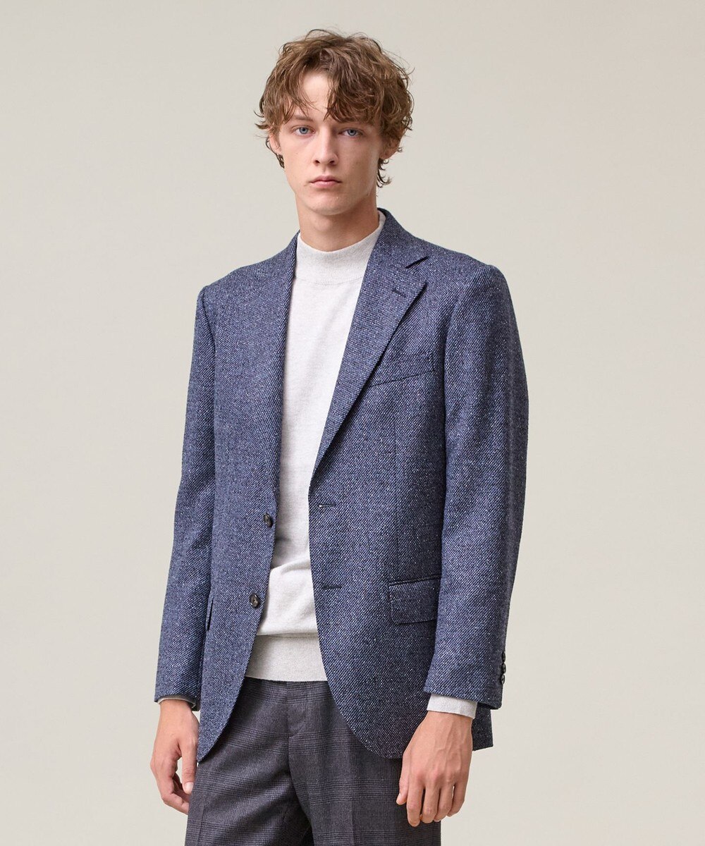 【オンワード】 J.PRESS MEN>ジャケット/アウター 【ZIGNONE SOUL / ジニョーネ ソウル】 ウールシルクツイード ジャケット ダルブルー M メンズ