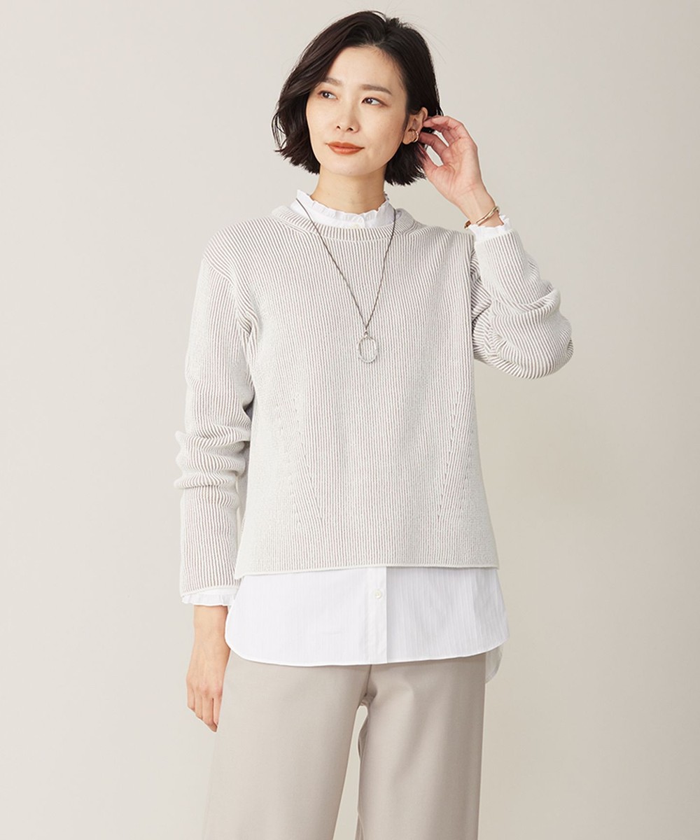 【オンワード】 J.PRESS LADIES L(大きいサイズ)>トップス 【WEB限定カラーあり・洗える】CLEAR COTTON BLEND サイドスリット ニット ベージュ T13 レディース 【オンワード】 J.PRESS LADIES L(大きいサイズ)>トップス 【WEB限定カラーあり・洗える】CLEAR COTTON BLEND サイドスリット ニット ベージュ T13 レディース
