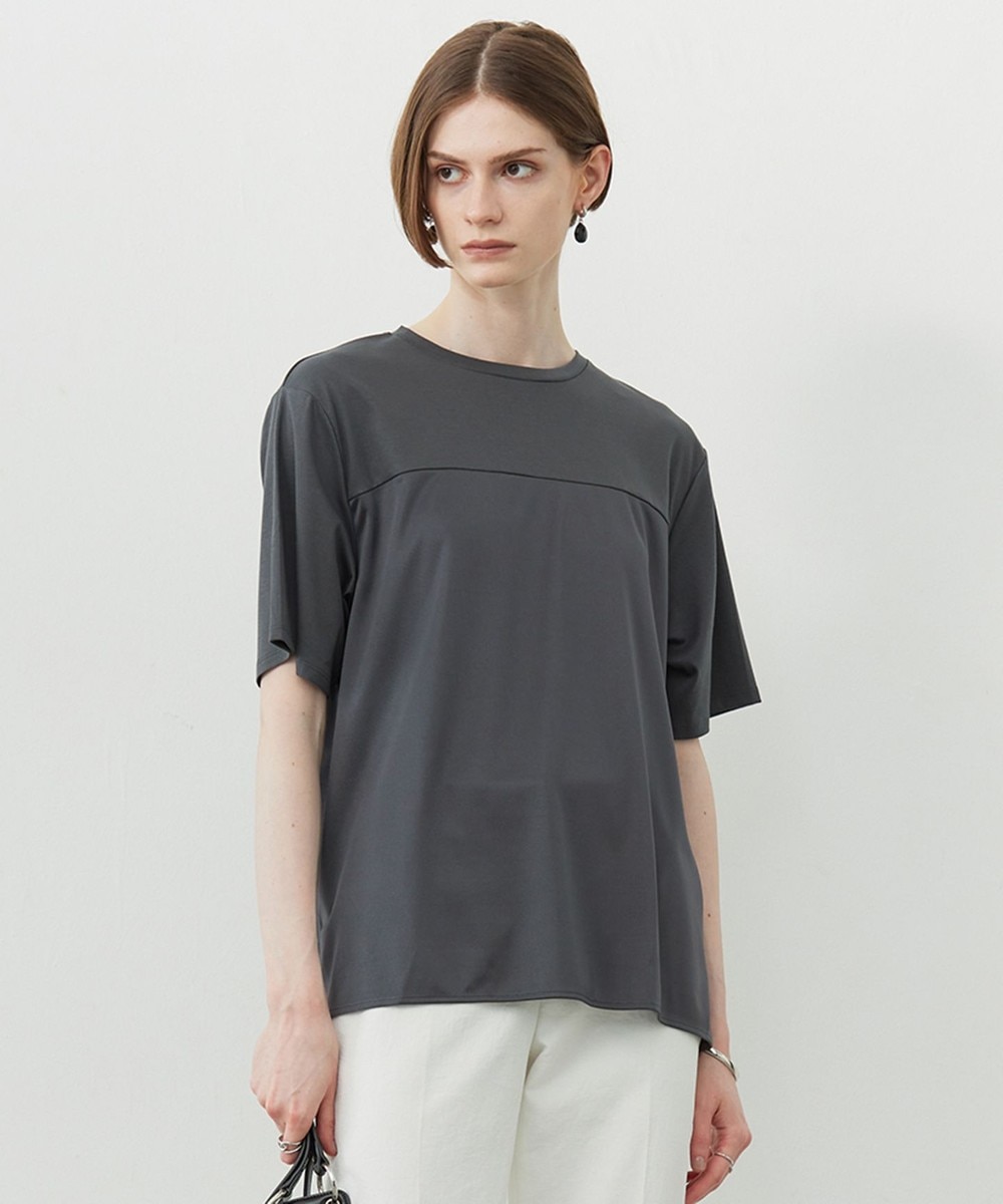 【オンワード】 ICB>トップス 【接触冷感・UVケア・洗える】シルケットスムースコンビ Tブラウスカットソー チャコール S レディース 【オンワード】 ICB>トップス 【接触冷感・UVケア・洗える】シルケットスムースコンビ Tブラウスカットソー チャコール S レディース