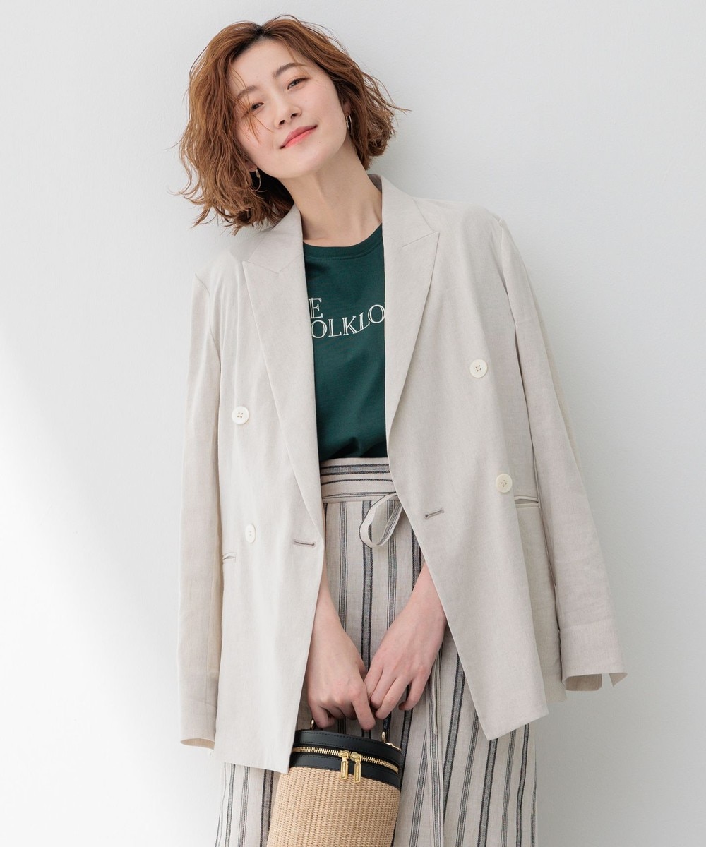 【オンワード】 23区 L(大きいサイズ)>ジャケット/アウター 【セットアップ対応/洗える】リネンレーヨンストレッチ ダブル ジャケット ベージュ 48 レディース 【オンワード】 23区 L(大きいサイズ)>ジャケット/アウター 【セットアップ対応/洗える】リネンレーヨンストレッチ ダブル ジャケット ベージュ 48 レディース