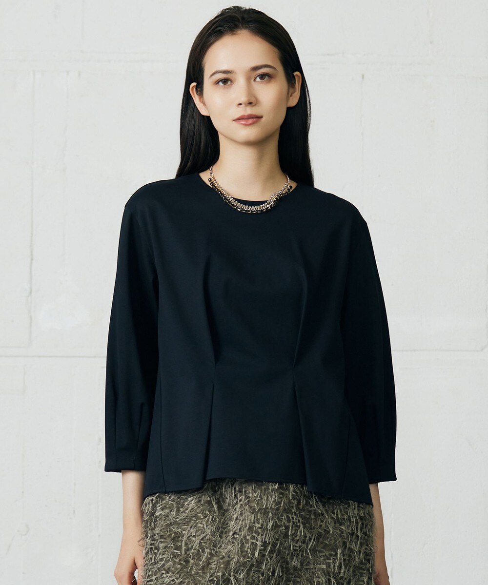 【オンワード】 自由区 S(小さいサイズ)>トップス クリアコットンポンチタックジャージ カットソー ネイビー 32 レディース 【オンワード】 自由区 S(小さいサイズ)>トップス クリアコットンポンチタックジャージ カットソー ネイビー 32 レディース