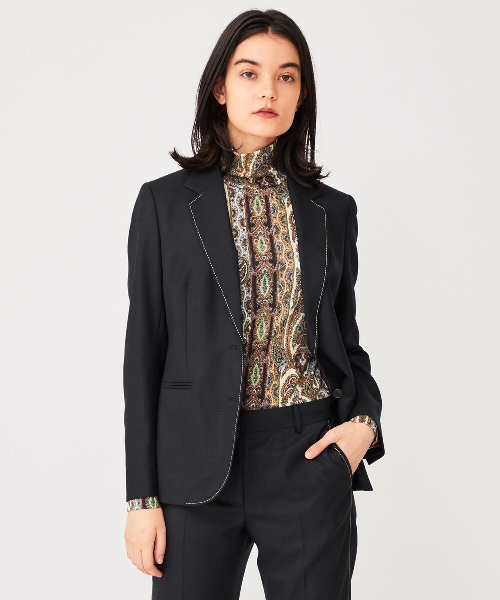 【オンワード】 Paul Smith>ジャケット/アウター 【セットアップ対応】ステッチトラベルスーツ ジャケット ブラック 42 レディース 【送料無料】