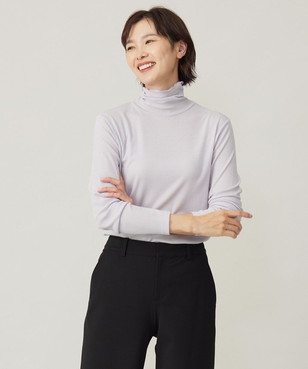 【オンワード】 J.PRESS LADIES S（小さいサイズ）>トップス カシミヤシルクリブタートル カットソー ライラック S レディース