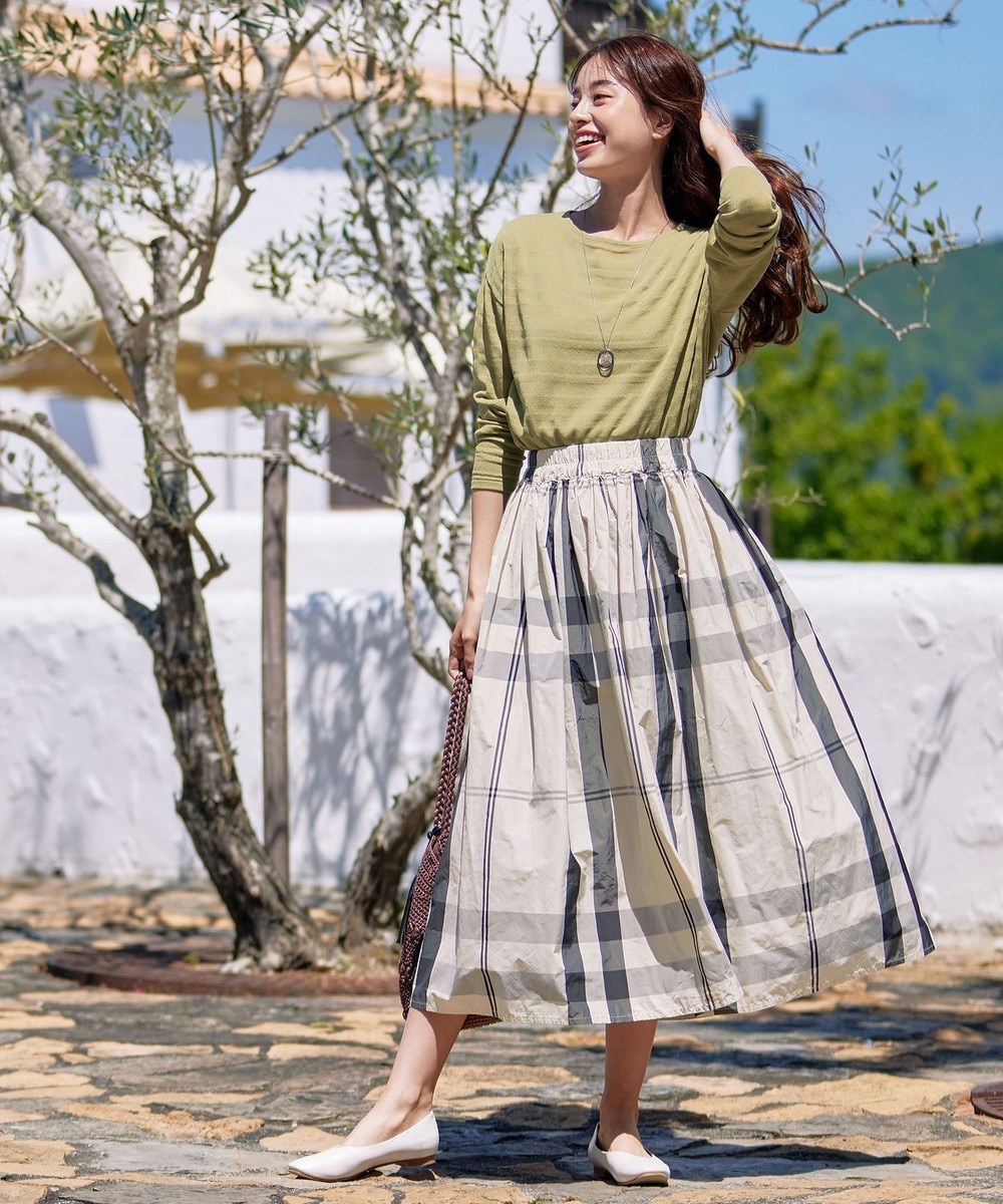 【洗える】メモリータフタチェックスカート