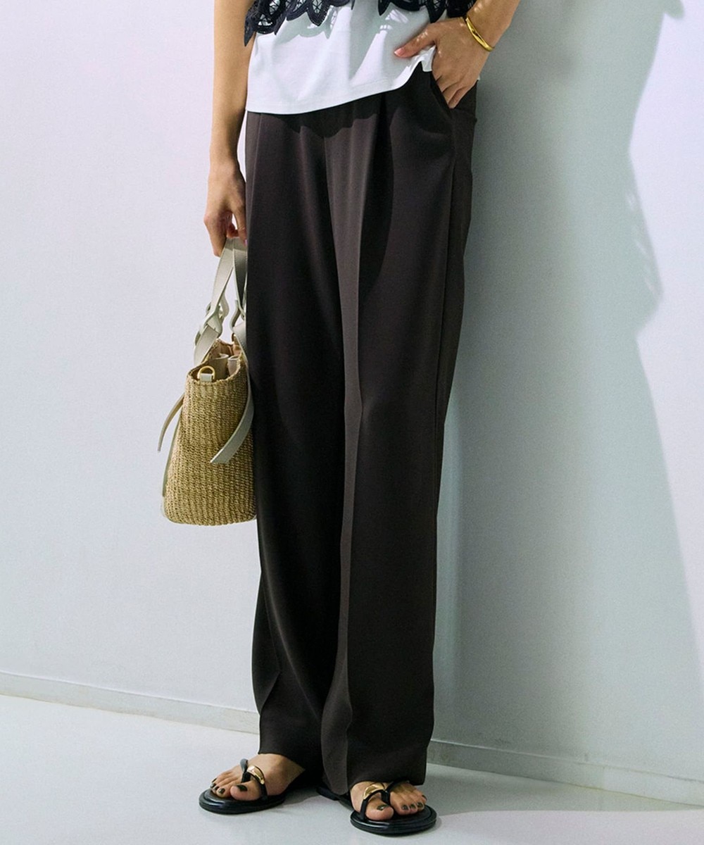 【オンワード】 23区>パンツ 【接触冷感/UVカット/吸水速乾】ストレッチジョーゼット ワイド パンツ ダークブラウン 36 レディース 【オンワード】 23区>パンツ 【接触冷感/UVカット/吸水速乾】ストレッチジョーゼット ワイド パンツ ダークブラウン 36 レディース