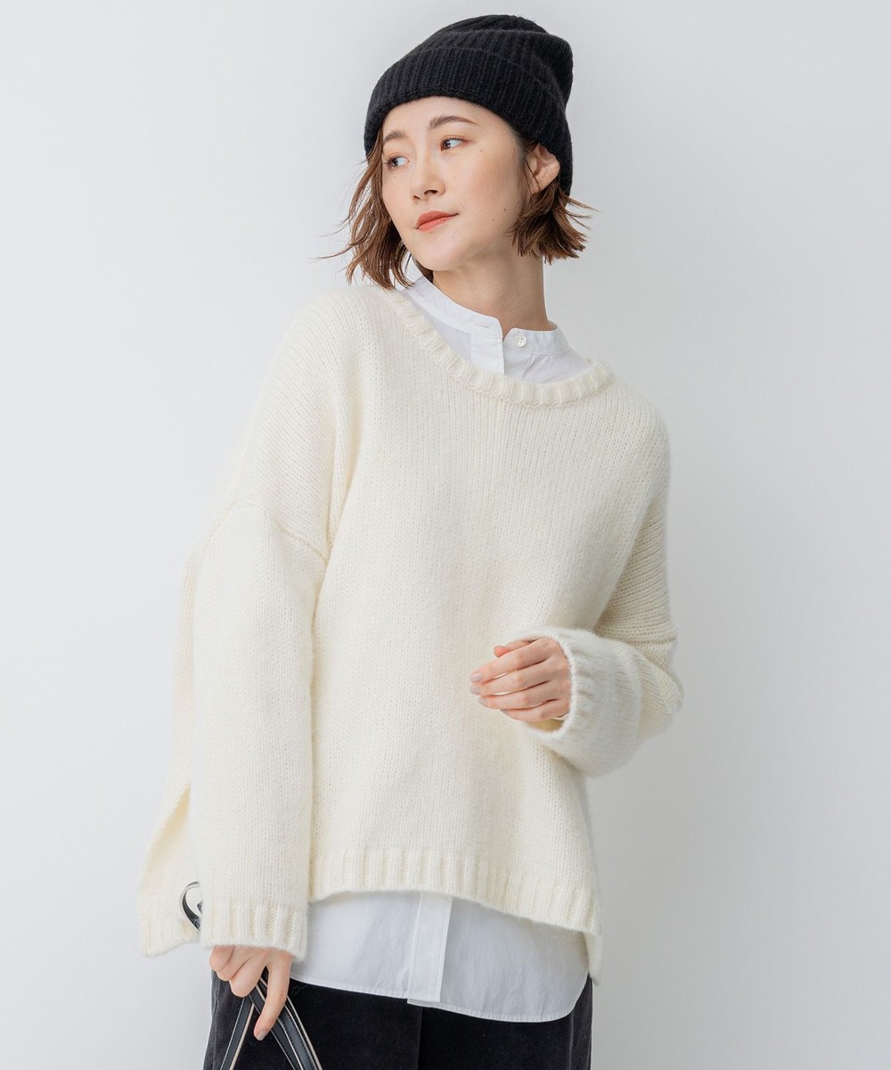 【オンワード】 23区 L(大きいサイズ)>トップス 【滝沢眞規子さん着用】ベビーアルパカ クロップド ニット ホワイト 46 レディース 【オンワード】 23区 L(大きいサイズ)>トップス 【滝沢眞規子さん着用】ベビーアルパカ クロップド ニット ホワイト 46 レディース