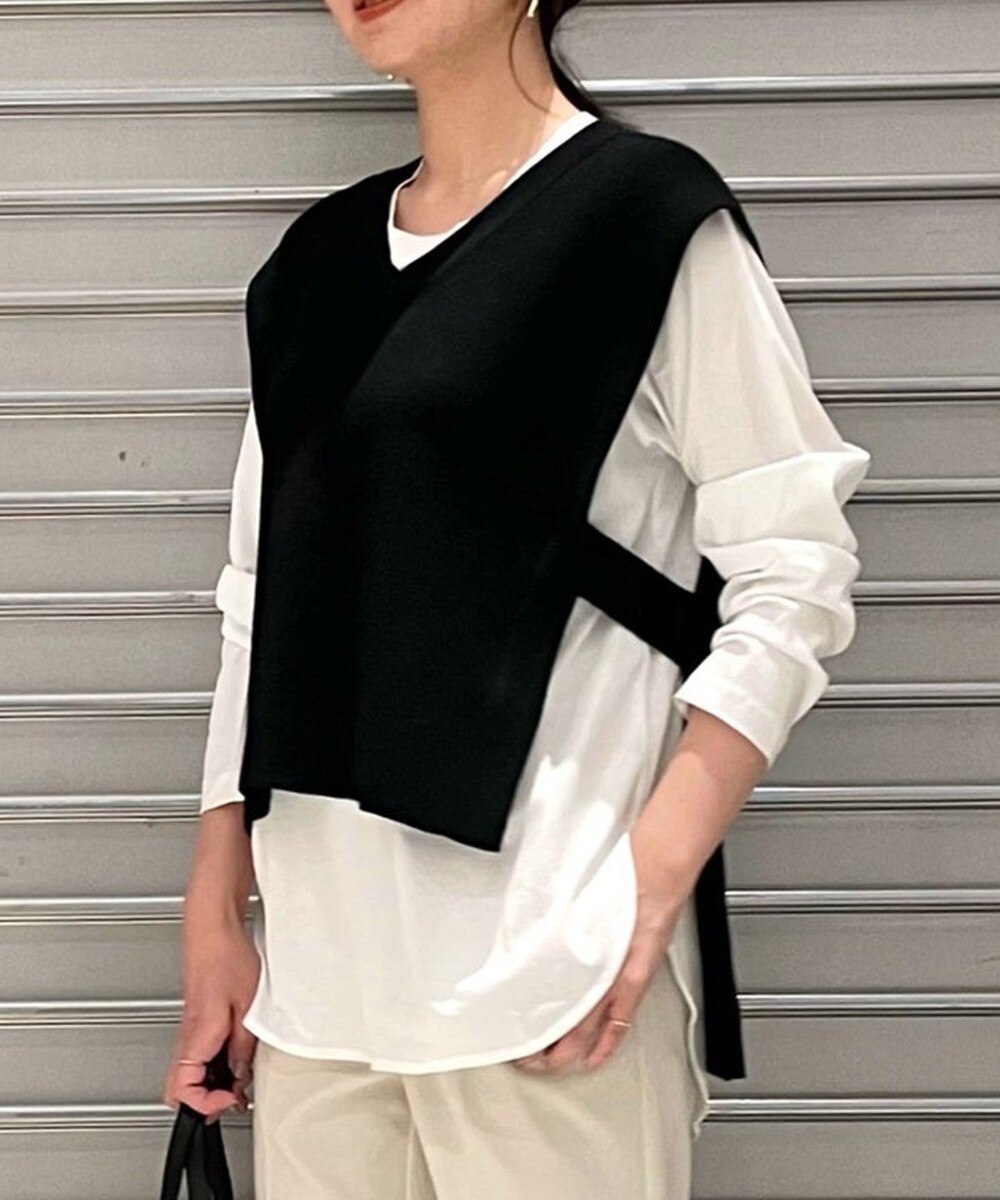【オンワード】 UNFILO>トップス ニットベスト & Tシャツ セット ブラック 32 レディース 【送料無料】