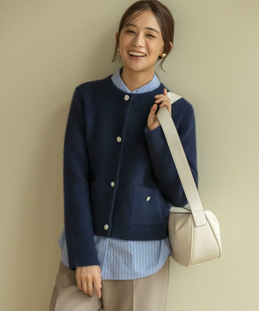 【オンワード】 組曲 L(大きいサイズ)>トップス 【手洗い可】フラッフィーファーニットジャケット ミッドナイトネイビー 6 レディース 【オンワード】 組曲 L(大きいサイズ)>トップス 【手洗い可】フラッフィーファーニットジャケット ミッドナイトネイビー 6 レディース