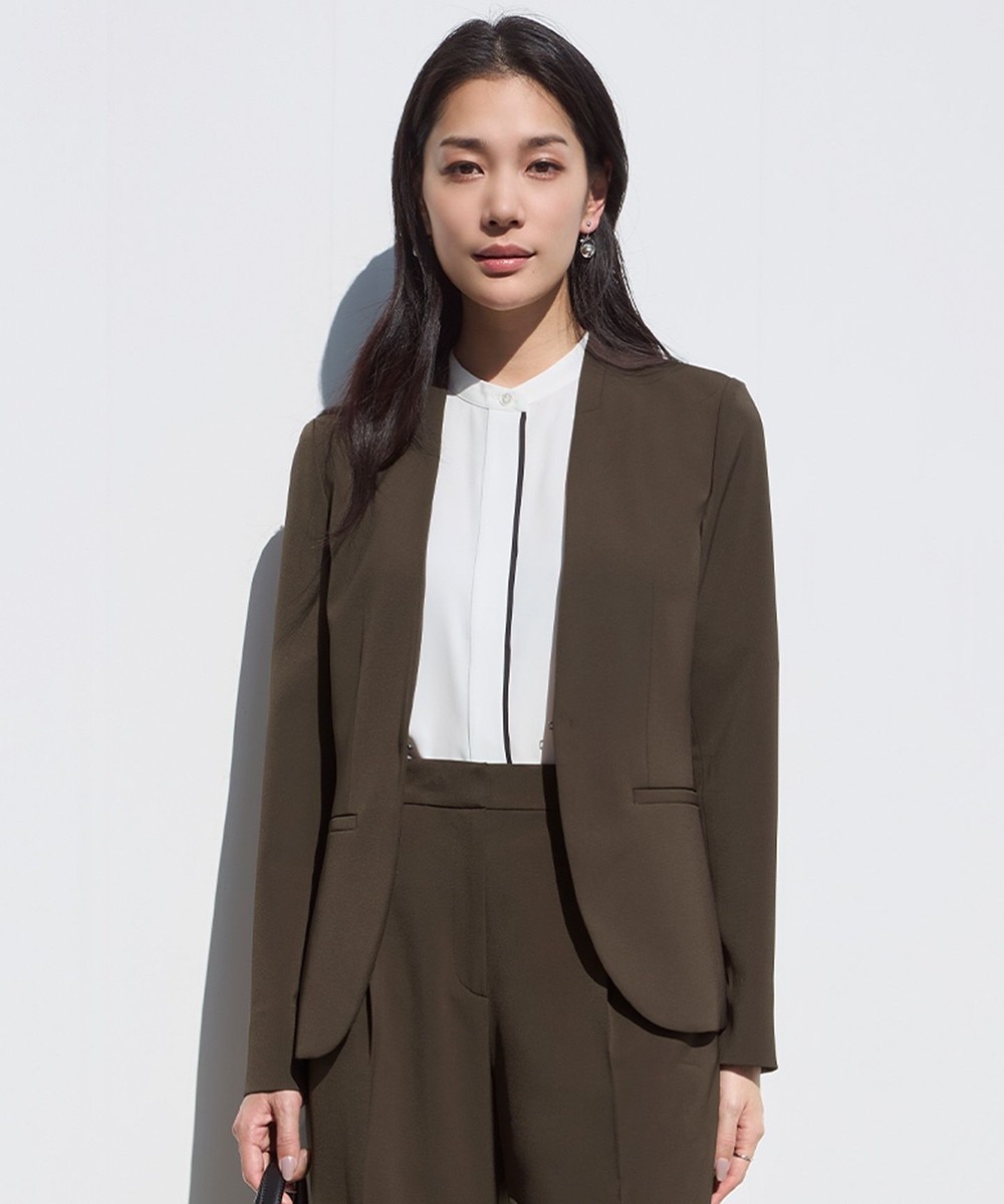 【オンワード】 ICB L(大きいサイズ)>ジャケット/アウター 【新色追加・防シワ・速乾・洗える】Fied ノーカラージャケット カーキ 42 レディース 【オンワード】 ICB L(大きいサイズ)>ジャケット/アウター 【新色追加・防シワ・速乾・洗える】Fied ノーカラージャケット カーキ 42 レディース