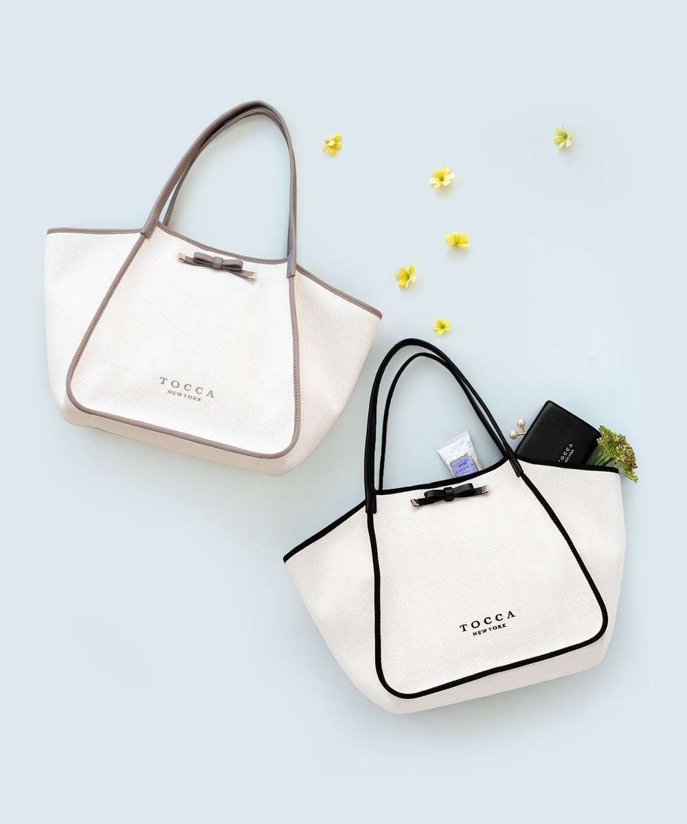 【オンワード】 TOCCA>バッグ 【A4サイズ対応】TRIM RIBBON CANVASTOTE トートバッグ ベージュ F レディース 【オンワード】 TOCCA>バッグ 【A4サイズ対応】TRIM RIBBON CANVASTOTE トートバッグ ベージュ F レディース
