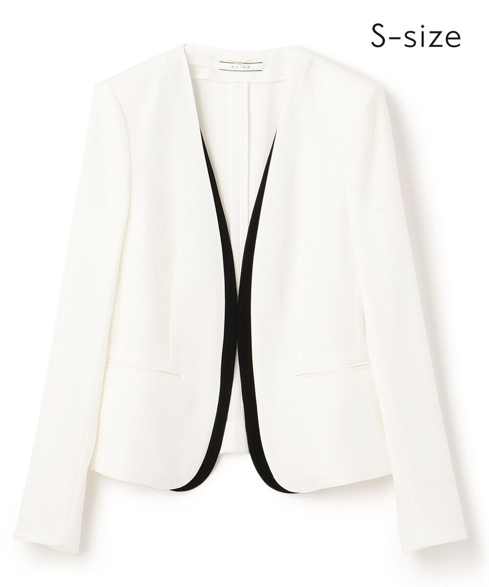 【オンワード】 BEIGE,>ジャケット/アウター 【S-size】CINDY / ノーカラージャケット White x Black 34 レディース 【送料無料】