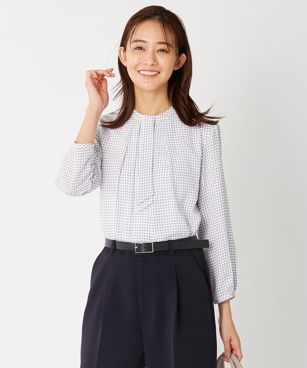 【オンワード】 J.PRESS LADIES L>トップス 幾何プリント ボウタイ カットソー ブルー T15 レディース 【送料無料】