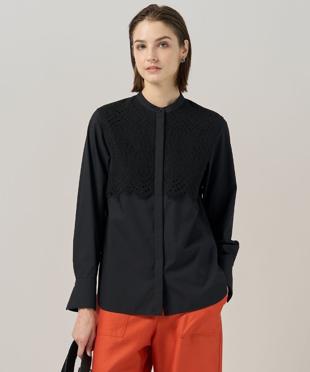 【オンワード】 ICB>トップス 【洗える】 レースコンビブラウス ブラック 2 レディース