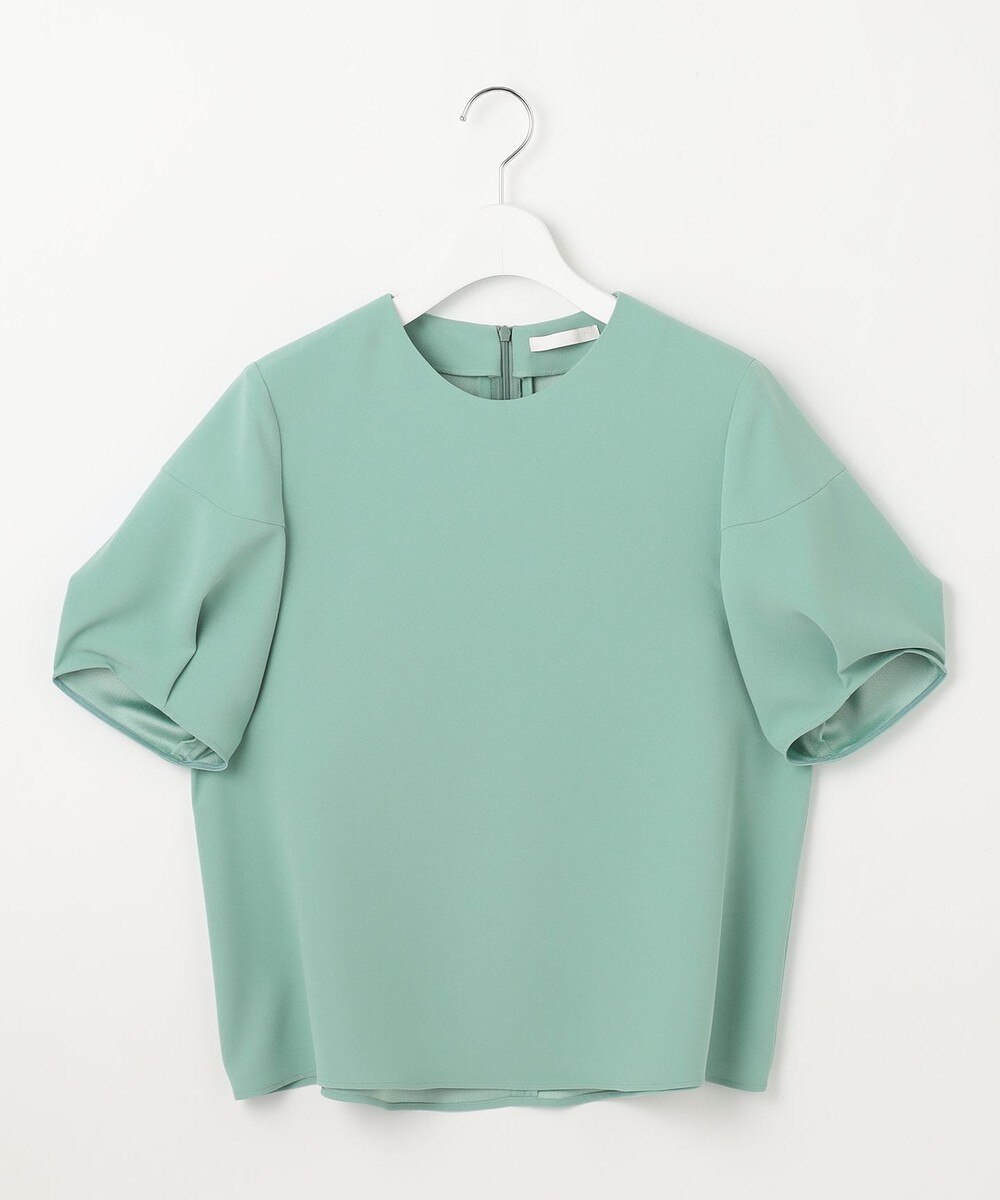 【オンワード】 自由区>トップス 【SHIHOさんコラボ・洗える】バックサテンジョーゼット ブラウス フロスティグリーン 40 レディース