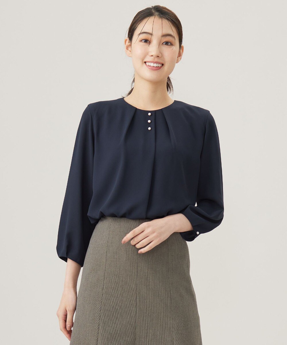 【オンワード】 J.PRESS LADIES>トップス ストレッチジョーゼット カットソー ネイビー M レディース