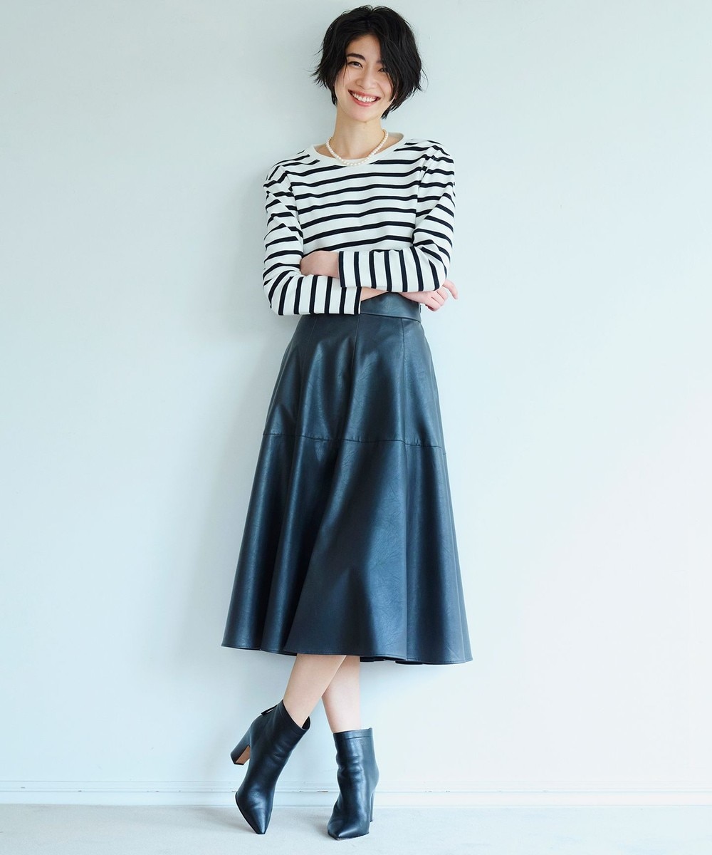 【オンワード】 組曲>スカート フェイクレザー フレアスカート(KG27) グレー 3 レディース 【送料無料】