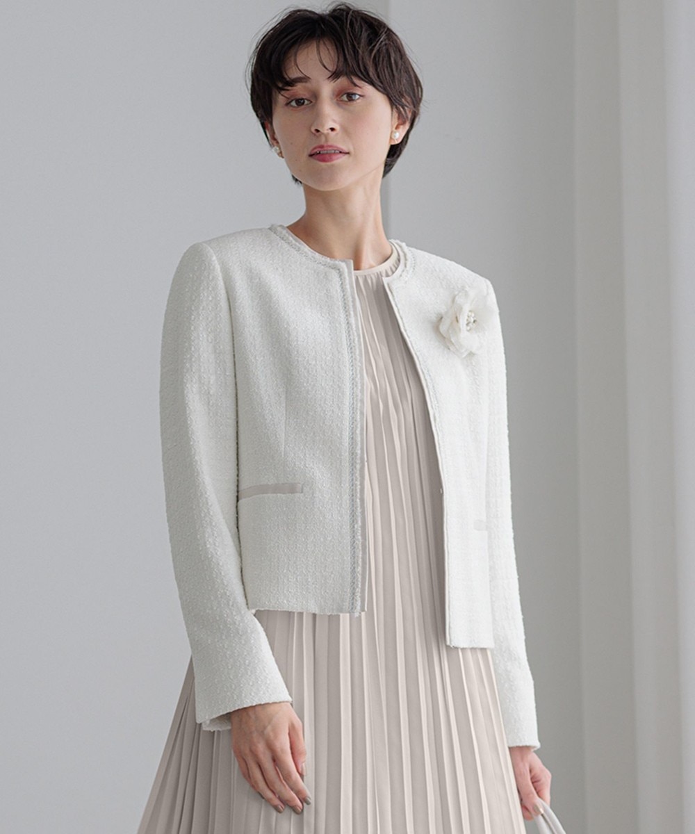 【オンワード】 23区>ジャケット/アウター 【セットアップ対応】シャインツイードストレッチ ノーカラー ジャケット アイボリー 40 レディース 【オンワード】 23区>ジャケット/アウター 【セットアップ対応】シャインツイードストレッチ ノーカラー ジャケット アイボリー 40 レディース