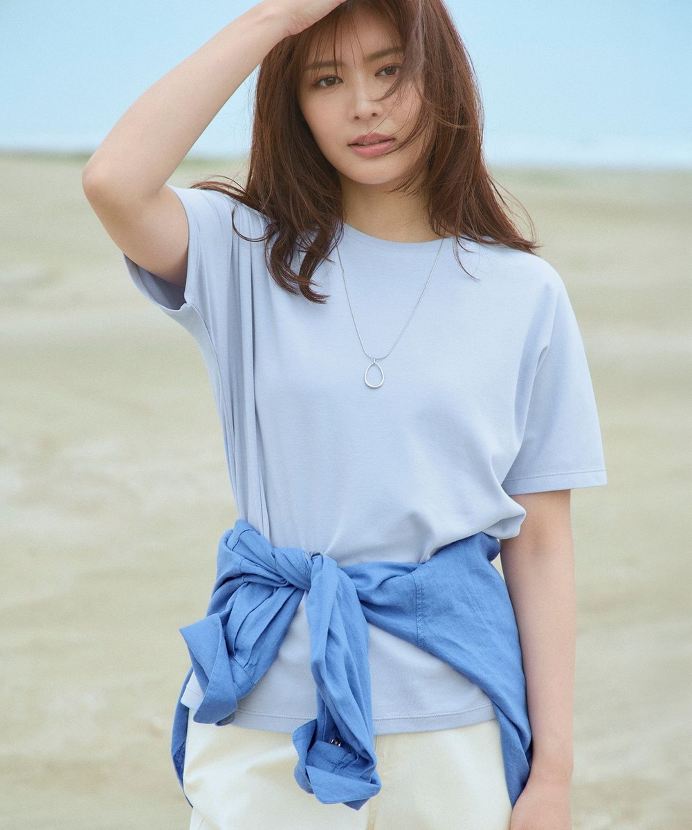 【オンワード】 ANY>トップス 【新色追加/10色展開/洗濯機可/UVケア/接触冷感】プレミアムベーシック半袖Tシャツ サックス 3 レディース 【オンワード】 ANY>トップス 【新色追加/10色展開/洗濯機可/UVケア/接触冷感】プレミアムベーシック半袖Tシャツ サックス 3 レディース