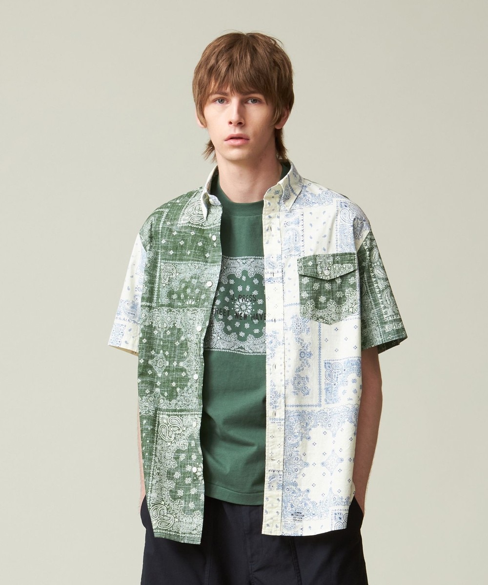 【オンワード】 J.PRESS MEN>トップス ペイズリーバンダナプリント クレイジーパターンシャツ スモーキーグリーン M メンズ 【オンワード】 J.PRESS MEN>トップス ペイズリーバンダナプリント クレイジーパターンシャツ スモーキーグリーン M メンズ
