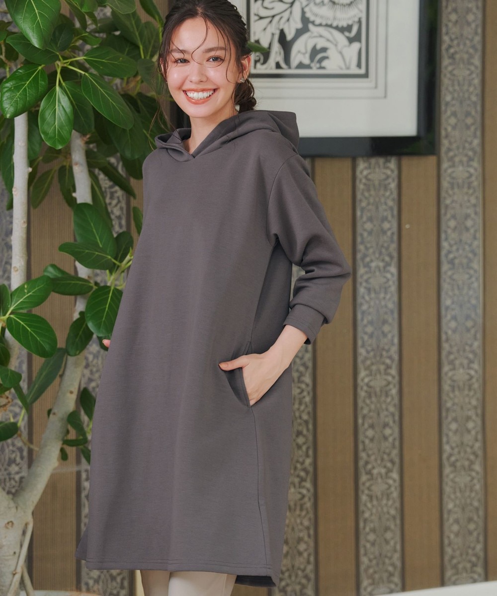 【洗える】ソフトボンディングパーカーチュニック