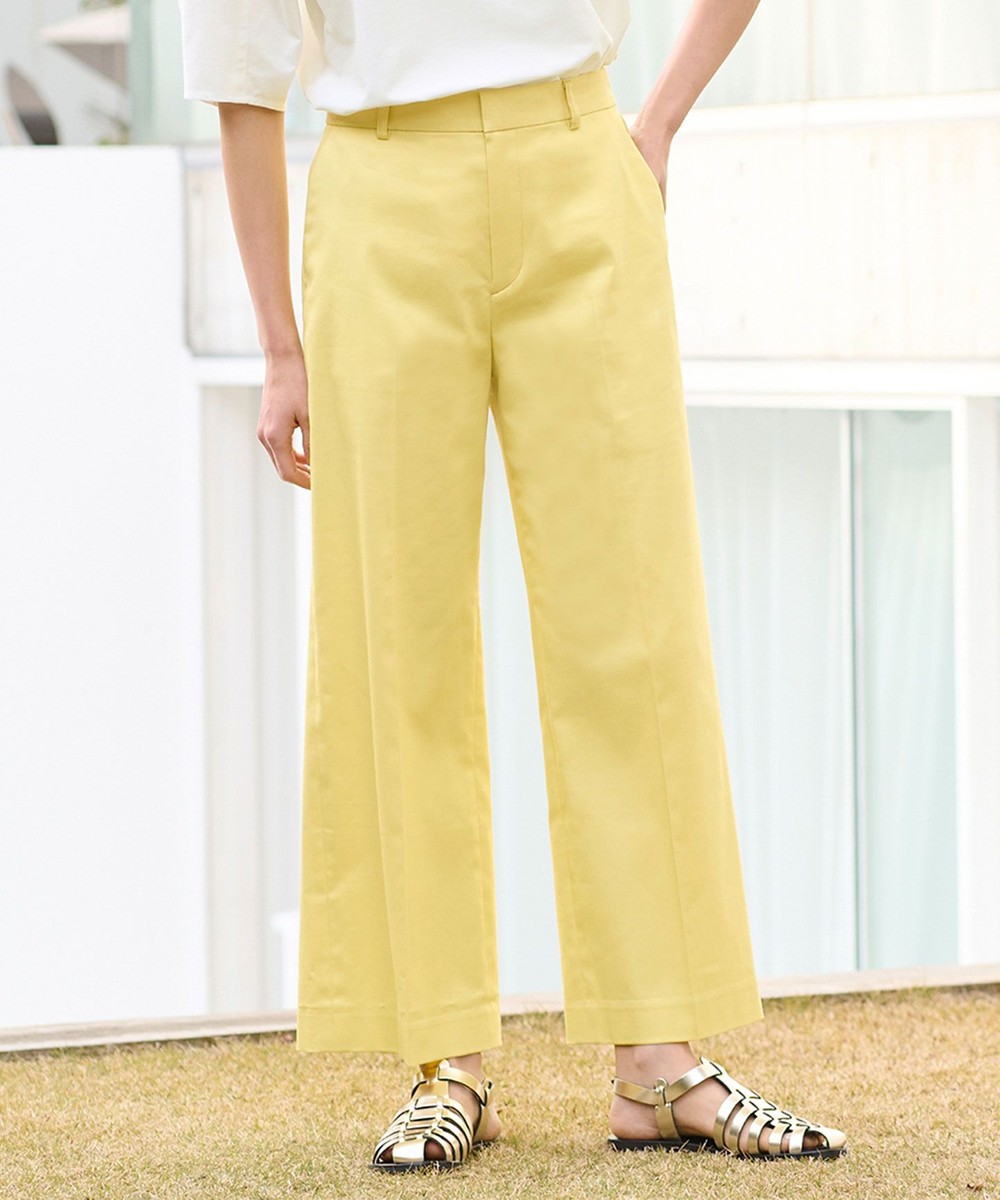 【オンワード】 自由区 L(大きいサイズ)>パンツ 【接触冷感・吸湿・速乾】COOL MAXクロップド丈 ワイドパンツ ライトイエロー 44 レディース 【オンワード】 自由区 L(大きいサイズ)>パンツ 【接触冷感・吸湿・速乾】COOL MAXクロップド丈 ワイドパンツ ライトイエロー 44 レディース