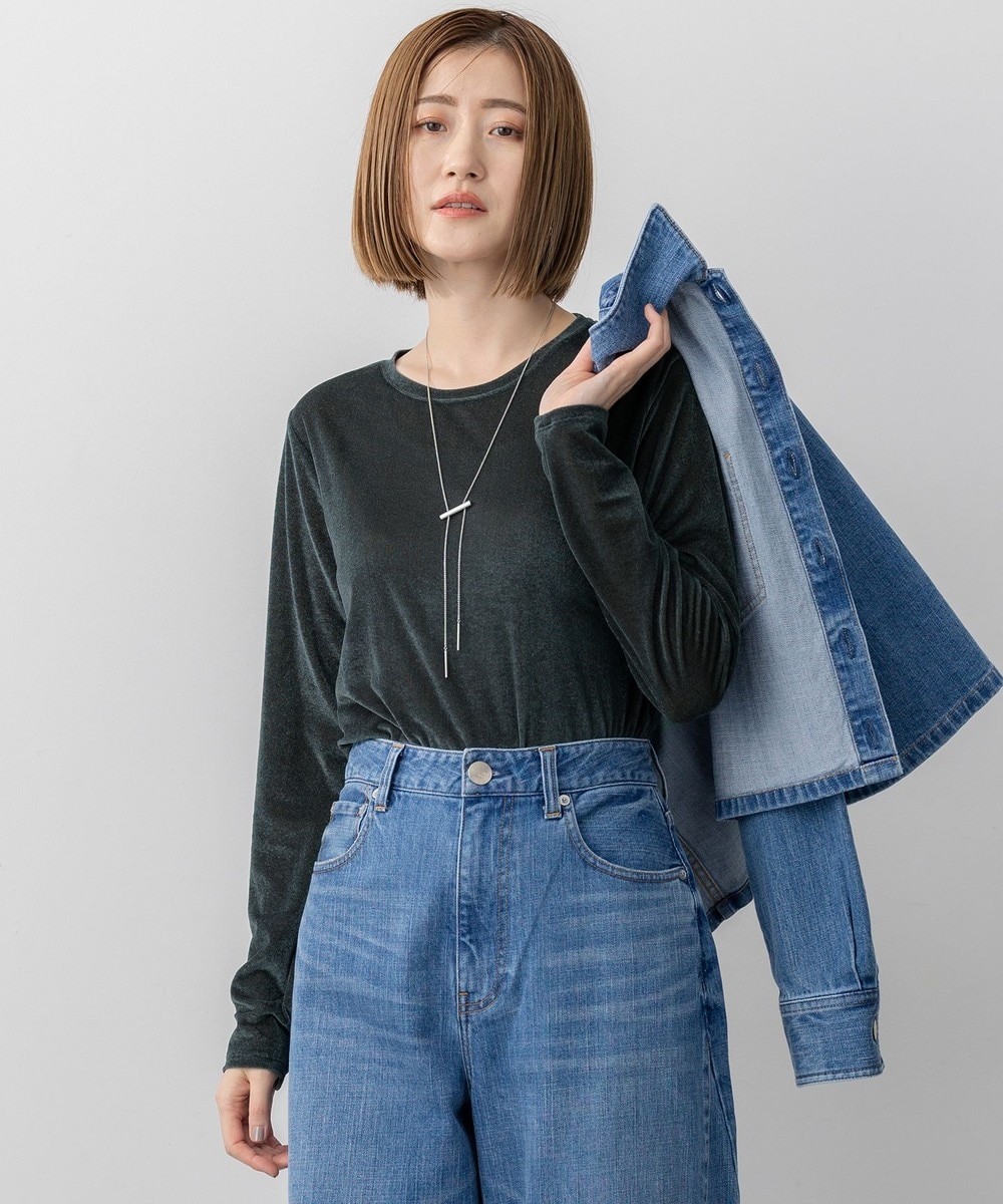 【オンワード】 23区>トップス 【洗える】シアーベロア ロングスリーブ Tシャツ ダークグリーン 38 レディース 【オンワード】 23区>トップス 【洗える】シアーベロア ロングスリーブ Tシャツ ダークグリーン 38 レディース