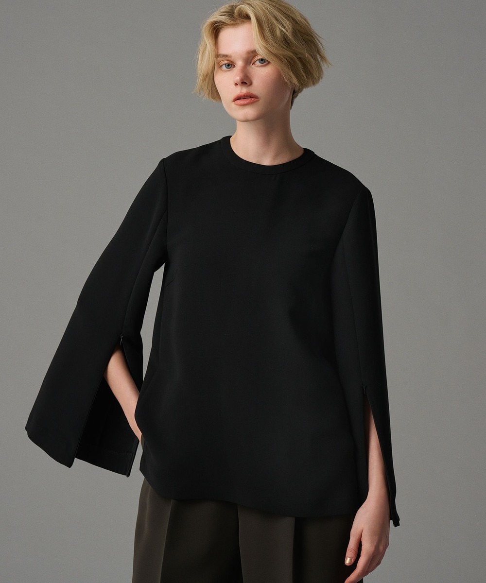 【オンワード】 uncrave>トップス 【防シワ・洗濯機洗い可】ウォッシャブルダブルクロス スリットスリーブ ブラウス(uncrave STANDARD) ブラック 1 レディース 【オンワード】 uncrave>トップス 【防シワ・洗濯機洗い可】ウォッシャブルダブルクロス スリットスリーブ ブラウス(uncrave STANDARD) ブラック 1 レディース